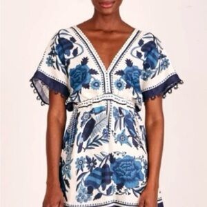 FARM Rio Navy and White Floral Dress